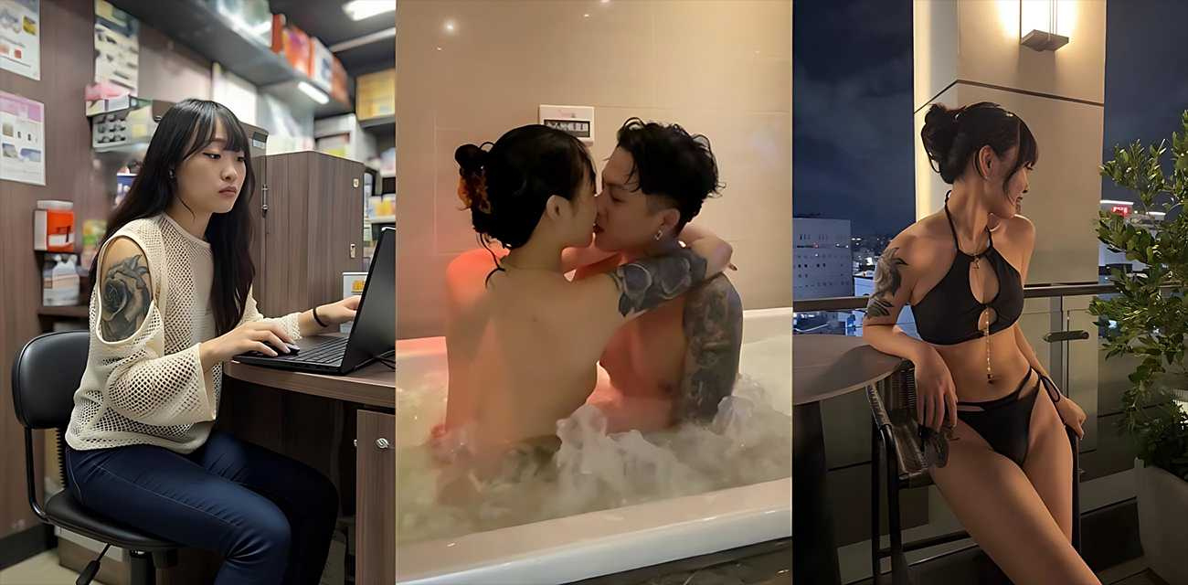 银行柜姐【张尹慧】不雅视频流出，与男友视频裸聊，浴缸内热吻缠绵做爱，纹身情侣肉搏